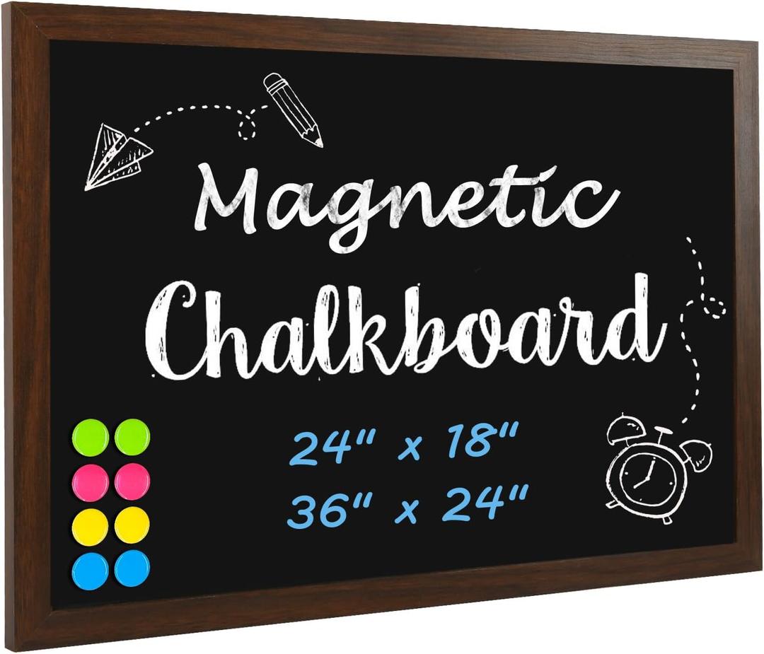 4 THOUGHT Chalk Board 18" x 24", Magnetic Chalkboard for Wall Rustic Blackboard Hanging Chalkboards Sign Board Menu Board for School Kitchen Decor Office Home 4 Markers 8 Magnets, Brown 4 THOUGHT Chalk Board 18" x 24", Magnetic Chalkboard for Wall Rustic Blackboard Hanging Chalkboards Sign Board Menu Board for School Kitchen Decor Office Home 4 Markers 8 Magnets, Brown