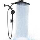 Veken Wide Rain Shower Head with 6 Modes Handheld Water SprayHigh Pressure Showerhead Combo with Arm for Bathroom AccessoriesHome Decor Adjustable Dual Shower with Anti-Clog NozzlesMatte Black (Standard Flow(2.5GPM))