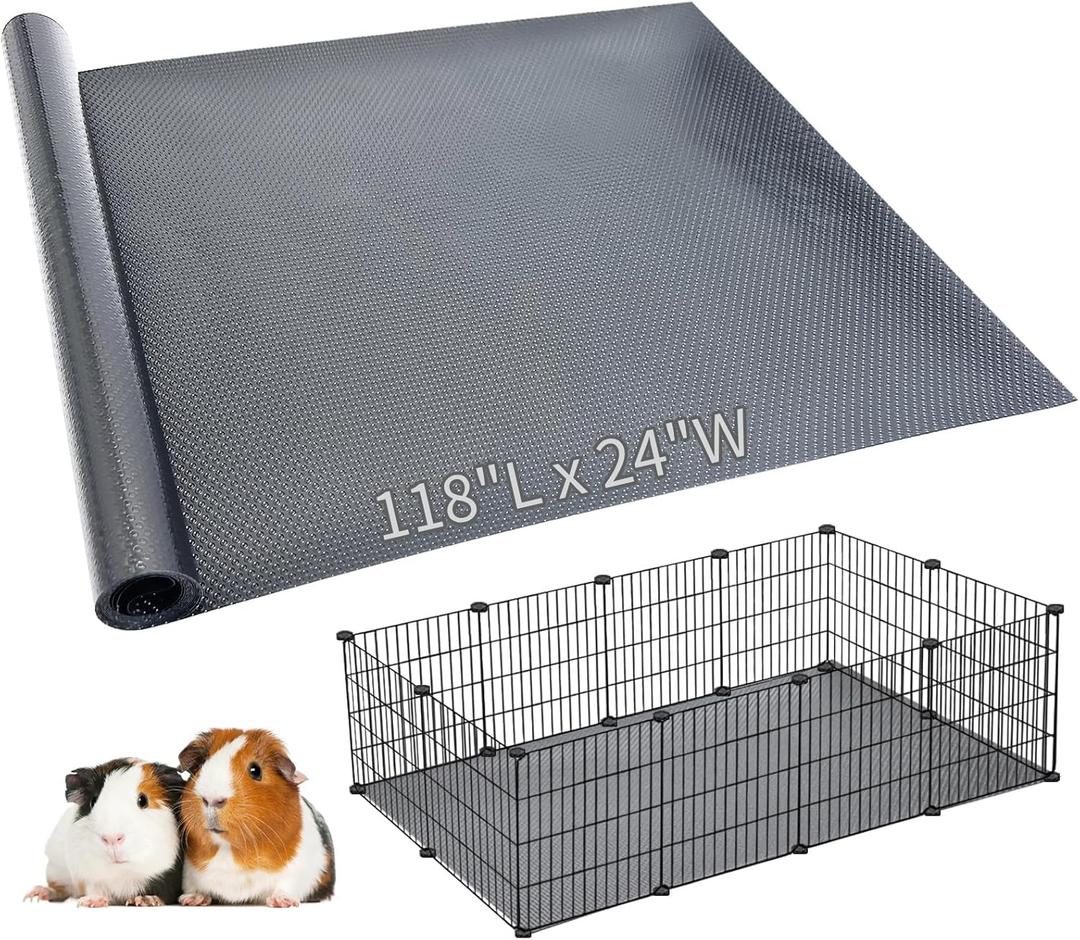 Hamiledyi Guinea Pig Cage Liner Reusable Guinea Pig Bedding Easily Cut to Suit Cage Washable and Anti Slip Guinea Pig Pee Pads for Small Animal Hamster Rat Rabbit Chinchillas (24" x 118" Gray)