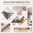 Full Length Mirror Tiles, 12x12 Inch Unbreakable Acrylic Squares for Bedroom, Home Gym, Walls - Shatterproof Mirror Stickers (1pcs)