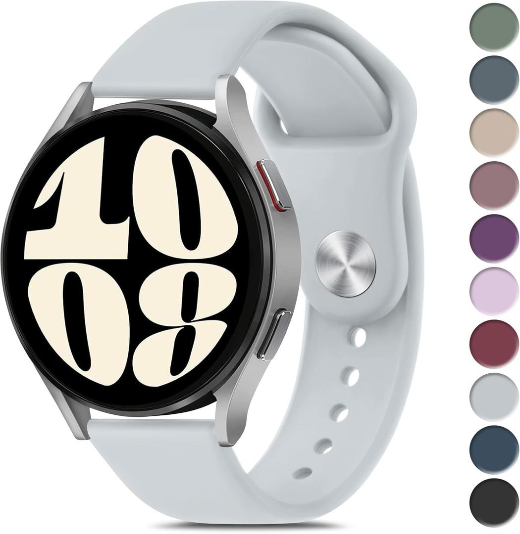 Meliya Bands Compatible with Samsung Galaxy Watch 6 40mm 44mm / Watch 6 Classic Band 43mm 47mm, 20mm Soft Silicone Sport Replacement Strap for Galaxy Watch 6 Band Women Men
