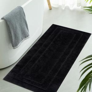 GRANNY SAYS Large Bathroom Rugs Non Slip Washable, 24" x 48", Water Absorbent Bath Mats for Bathroom, Thick Soft Shaggy Bath Rug, Microfiber Shower Room Floor Mat Decor, Black