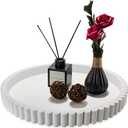 Handmade 12in Decorative Tray for Coffee Table Tray Decor, White Wooden Decorative Round Tray for Coffee Table, Dining Room Table Entryway and Living Room Table