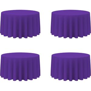 BRILLMAX 4 Pack Purple Round Tablecloths 120 Inch - Circle Bulk Linen Polyester Fabric Washable Table Cloth Cover for Wedding Reception Banquet Birthday Party Buffet Restaurant