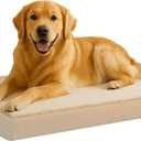 PETMAKER Orthopedic Dog Bed - 2-Layer Memory Foam Bed with Machine Washable Sherpa Top Cover - 36x27 Mattress for Large Dogs up to 65lbs (Tan)