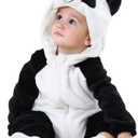 MICHLEY Unisex Baby Animal Costume Winter Autumn Flannel Hooded Romper Cosplay Jumpsuit (White, S)