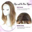 Fine Plus 18'' Hair Toppers for Women, Synthetic Hair Topper Adds Volume and Top Coverage for Thinning Hair & Gray Roots with Natural Body Wavy Texture in Ombre Brown Blonde