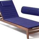 Codi Portable Outdoor Chaise Lounge Cushions for Patio & Poolside - Water Resistant, Quick Dry, Lightweight, Thin Lounger Chair Pads for Outside - Navy Blue, 80x26x0.6