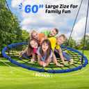 Trekassy 60" Large Spider Web Saucer Tree Swing for Kids & Adults, 750lbs Heavy Duty Outdoor Net Swing with Steel Frame and 2 Tree Hanging Straps - Blue+Black (Patented)