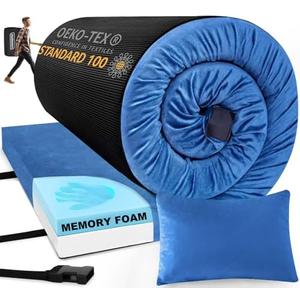 Sleeping Pad,3-inch Thick Memory Foam Camping Mattress,Portable Roll-Up Mat for Car/Tent/Floor/Cot/Travel,Comfortable Pad for Guests Sleepover. Size 72"L x 24"W x 3"Th