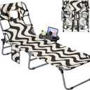 Tanning Chair with Face Hole for Adults, Outdoor Folding Lounge Chair with Side Table for Phone Drinks and Tablet, 4 Position Adjustable Backrest, Lay Flat Chaise Lounger for Beach Patio Pool