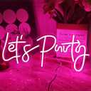 Let's Party Neon Sign, LED Neon Lights for Bedroom Wall Decor, Art Decorative Lights for Bachelorette Party, Engagement Party, Birthday Party, Living Room, Gamer Room Decor Aesthetic (Pink)