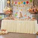 6ft Length Glitter Champagne Table Skirt for Rectangle Tables, Wrinkle Free Pleated Ruffle Table Cloth Desk Skirting for Baby Shower Weddings Birthday Party Banquet Dessert Cake Table Decorations