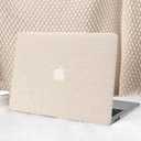 Seorsok Compatible with MacBook Pro 13 inch Case M2 2023,2022,2021-2016 A2338 M1 A2251 A2289 A2159 A1989 A1708 A1706,Elegant Leather Plastic Hard Shell Case with Transparent Keyboard Cover,Beige