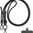 Birwiny Crossbody Phone Lanyard Universal Cell Phone Strap Adjustable Nylon Strap with Metal Keychain Hook Compatible for iPhone & for Android Smartphones Breakaway Safety Clip - Midnight Black