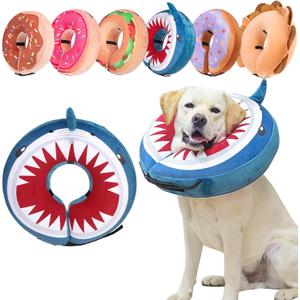 BEAUTYZOO Dog Cone Alternative After Surgery for Large Medium Small Dogs, Soft Inflatable Cone Collar for Dogs Cats, Pet Neck Donut E Collar Dog Recovery Collars to Stop Licking, Shark Blue, Large