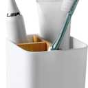 Toothbrush Holder for Bathrooms, 3 Slots Toothbrush and Toothpaste Holder Bathroom Counter Organizer for Electric Toothbrushes, Floss, Razors - White