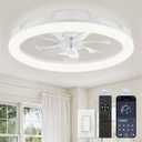 LEDIARY 20 Inch Low Profile Ceiling Fans with Lights and Remote, Dimmable Modern Fan Light(3000K-6000K), 6 Speed, Reversible, APP & Remote Control, Flush Mount Ceiling Fan for Bedroom, White