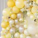 Yellow Balloon Arch Kit Double Stuffed, Pastel Light Yellow Pearl White Sand Balloon Garland for Bee Baby Shower Bridal Wedding Birthday Lemon Valentine Party