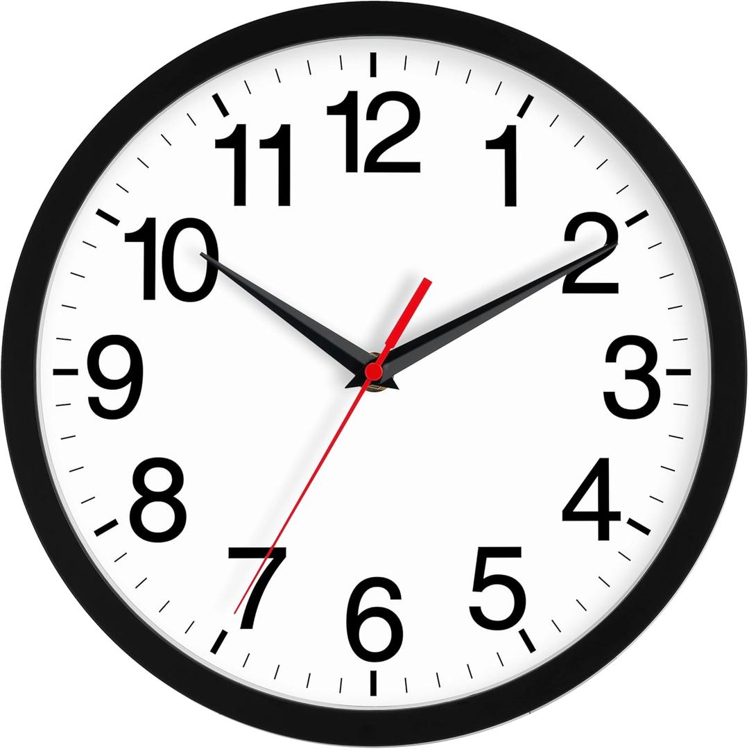 Rohioue 18 Inch Wall Clock, Modern Battery Operated Wall Clocks, Silent Non Ticking Large Analog Clock for Living Room, Office, Home, Bedroom, Kitchen, Bathroom(Black)
