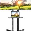 Perlegear Rolling TV Stand, Mobile TV Stand with Wheels for 32-75 inch TVs, Height Adjustable Mobile TV Cart with -15° to +5° Tilt, Rolling Cart for 4K TV Max VESA 400x400mm up to 88lbs, PGTVMC14