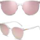 SOJOS Sunglasses Womens Trendy 2025 Classic Round Retro Vintage Shades Large Frame Sunnies SJ2067 (Clear)