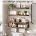 QEEIG Long Bathroom Floating Shelves Over Toilet (Brown, Set of 3, 31.5")
