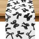 Black Bow Birthday Decorations Coquette Bow Party Table Runner Girl Women Bachelorette Dining Room Home Kitchen Island Decor