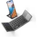Samsers Foldable Bluetooth Keyboard with Touchpad, Portable Wireless Keyboard with Stand Holder, Rechargeable Full Size Ultra Slim Pocket Folding Keyboards for Android Windows IOS Tablet & Laptop-Gray