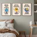 3Pcs Vivid Retro Wall Art Canvas Motivational Posters Aesthetic Prints Colorful Pictures Paintings Cool Cartoon Wall Decor Funky Inspirational Decoration for Home Bedroom Living Room Office Unframed