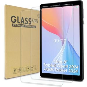 WD&CD 2 Pack Screen Protector Compatible with Onn 8" Tablet Gen4 2024/ Onn Tablet 8" Kids 2024, Case Friendly Tempered Glass for Onn 8inch Tab let Pro【Anti Scratch 】【Anti Bubble】【High Definition】
