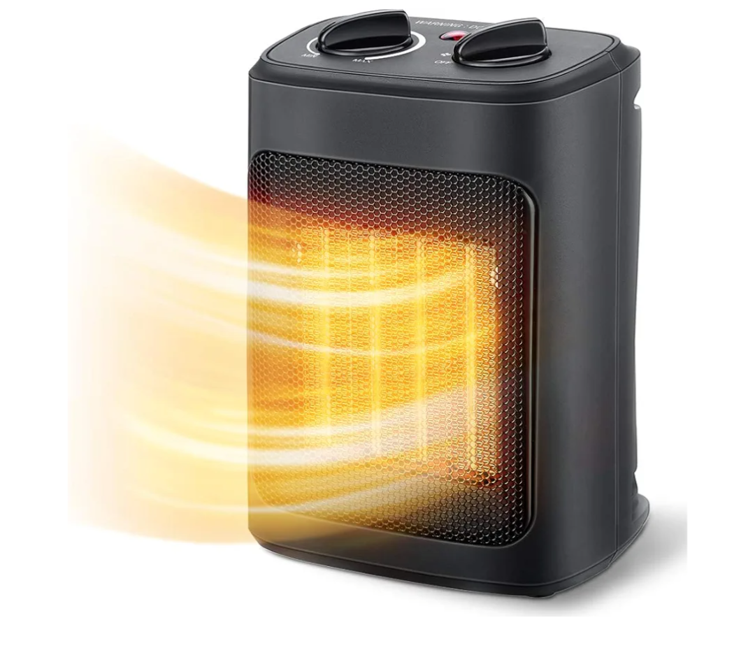 Space Heater, 1500W Electric Heaters Indoor Portable with Thermostat, PTC Fast Heating Ceramic Room Small Heater with Heating and Fan Modes for Bedroom, Office and Indoor Use