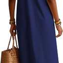 Summer Dresses for Women 2025 Maxi Long Mock Neck Sleeveless Sundress for Beach Church Work Casual HH25502 (Blue, M)