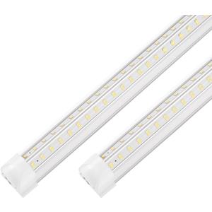Led Shop Lights,4FT LED Light 50W 6500K 7000LM Led Daylight, Garage Light Linkable Clear Cover Integrated V-Shape for Garage Warehouse Workbench Workshop(2-Pack)