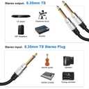 XMSJSIY 6.35mm 1/4" TS Male to Dual 6.35mm 1/4" TS Male Mono Stereo Y Cable Splitter Cord - 50cm