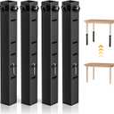 4Pk Square Folding Table Extender - 5 Level Adjustable Folding Table Leg Extensions, Durable Steel Tables Leg Risers for Card/Dining Tables- Innner Diameter 1.86"