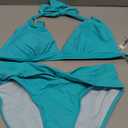 Yonique Women Two Piece Bathing Suits Push Up Bikini Set Halter Swimsuit Vintage Swimwear (Small, Aqua Green)