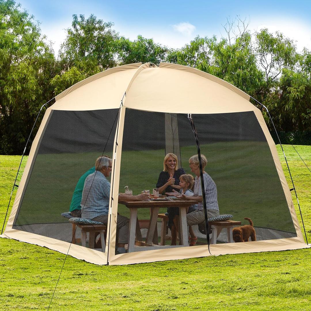 12'x12' Camping Screen Tent - Portable Screen Canopy 8-10 Person&Instant UV Resistant Sun Shelter,Easy to Set Up&Mosquito Net Tent&Waterproof,Suitable for Family Camping Trip,Backyard,Picnic