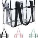 SxoSyo Clear Makeup Bags Large Travel Toiletry Bag for Women Transparent Bag Clear Cosmetic Bags with Handle Bathroom Organizer (black)