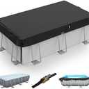 LXKCKJ 10x16 FT Rectangular Pool Cover for Above Ground Pool, Solar Oval Pool Cover Protection with Tensioner, Ideal for Rectangular/Oval Frame Pool Waterproof & UV-Resistant (Black)