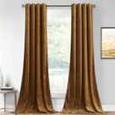 StangH Gold Brown Velvet Curtains for Bedroom, Luxury Retro Home Decor Blackout Thermal Insulated Privacy Window Treatments for Living Room, W52 x L90 Each Panel, 2 Panels