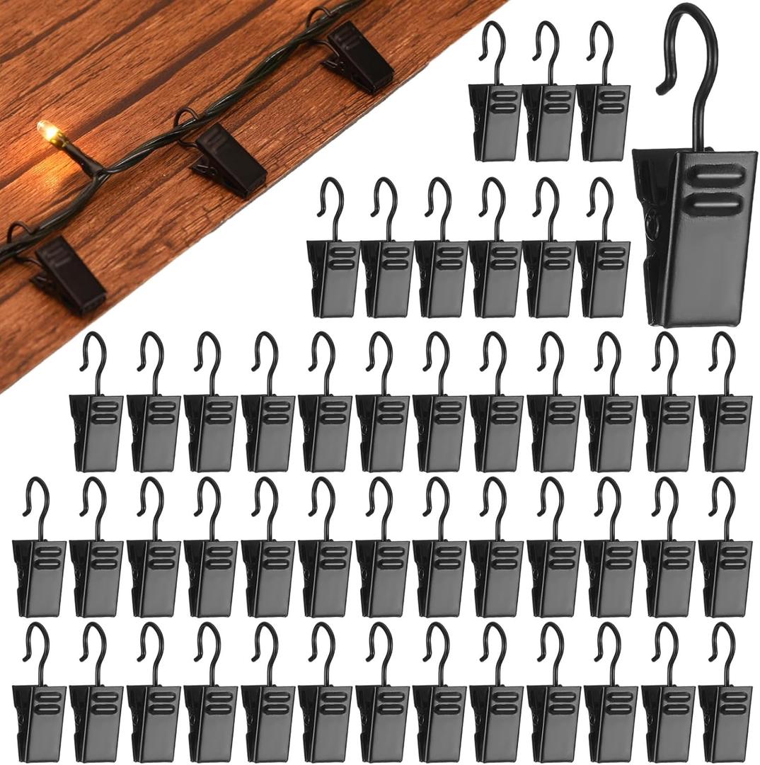 Gisafai Christmas Shingles Light Clips Asphalt Roof Light Clips Mini Gutters Hooks for Hanging Christmas Outdoor Decoration, Electroplated Iron(Black,100 Pcs)