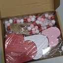 Valentine's Day Tiered Tray Decor, 6-Piece Wooden Heart & House Table Decorations for Valentines Day with Wood Bead Garland with Tassel, Happy Valentine's Day Decor for the Home Mantels (3 colors)