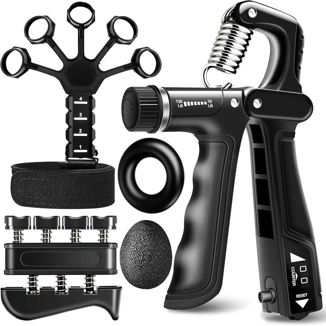Grip Strength Trainer Kits (5 Pack), Forearm Strengthener with Adjustable Resistance, Grip Strength Tester, Finger Strengthener, Hand Gripper Strengthener for Muscle Building Injury Recover