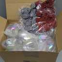 Yookeer 64 Pcs Christmas Ornaments Plastic Discs Clear Iridescent Fillable Balls with Silver Cap and Black White Red Buffalo Plaid Bows for Craft DIY Tree Wreath Decoration (Iridescent, 3.15 Inch)