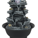 Tabletop Water Indoor Fountain Waterfall Indoor Water Fountains Feng Shui Zen Decorative Desktop Fountain with Colored Led Light and Spinning Ball for Room,Office(Style 1)