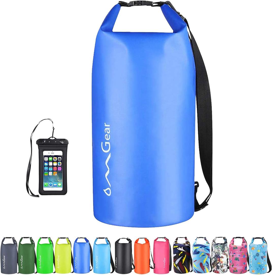 OMGear Waterproof Dry Bag Backpack Phone Pouch 40L/30L/20L/10L/5L Floating Dry Sack for Kayaking Boating Outdoors Activities (Dark Blue)