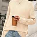 PRETTYGARDEN Casual Long Sleeve Oversized Sweaters for Women 2026 Loose Mock Neck Pullover Sweater Ribbed Knit Fall Clothes (M)