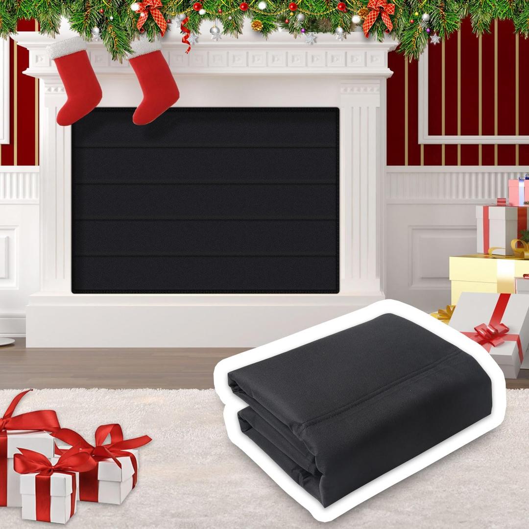 Oxford Cloth Magnetic Fireplace Cover - 45" x 34", Blocks Airflow, Draft Cover for Mental Fireplace Doors Accessories