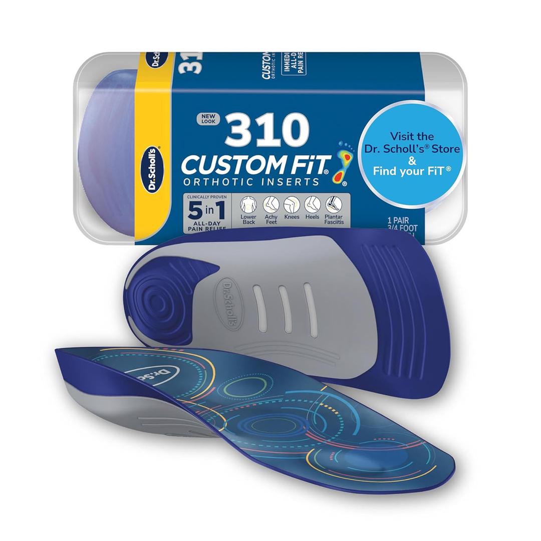 Dr. Scholls Custom Fit Orthotics 3/4 Length Arch Support Shoe Inserts - Plantar Fasciitis Relief Insoles for Men and Women, Immediate All-Day Total Lower Body Pain Relief, FSA HSA Eligible, CF310